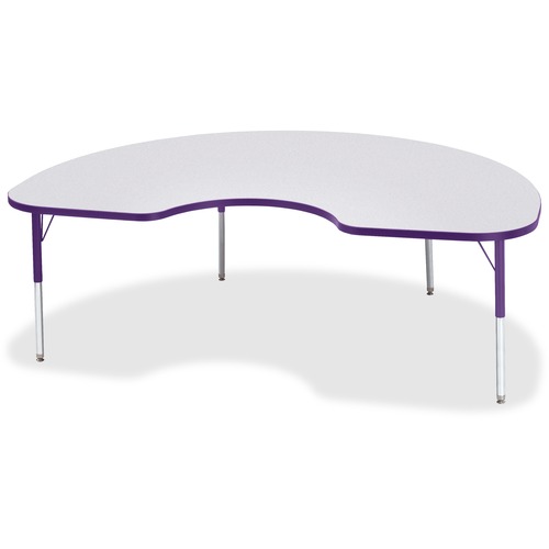 Jonti-Craft Berries Elementary Height Color Edge Kidney Table - Laminated Kidney-shaped, Purple Top - Four Leg Base - 4 Legs - Adjustable Height - 15" to 24" Adjustment - 72" Table Top Length x 48" Table Top Width x 1.13" Table Top Thickness - 24" Height 