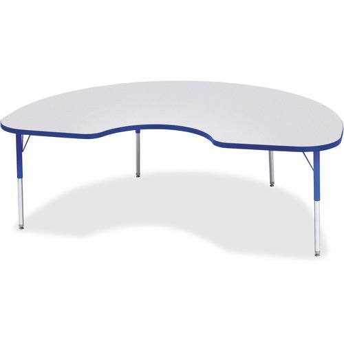 Jonti-Craft Berries Elementary Height Color Edge Kidney Table - Gray Kidney-shaped, Laminated Top - Four Leg Base - 4 Legs - Adjustable Height - 15" to 24" Adjustment - 72" Table Top Length x 48" Table Top Width x 1.13" Table Top Thickness - 24" Height - 