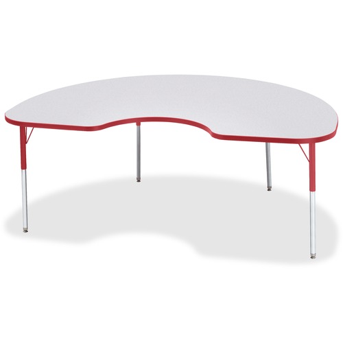 Jonti-Craft Berries Adult Height Prism Color Edge Kidney Table - Laminated Kidney-shaped, Red Top - Four Leg Base - 4 Legs - Adjustable Height - 24" to 31" Adjustment - 72" Table Top Length x 48" Table Top Width x 1.13" Table Top Thickness - 31" Height - 