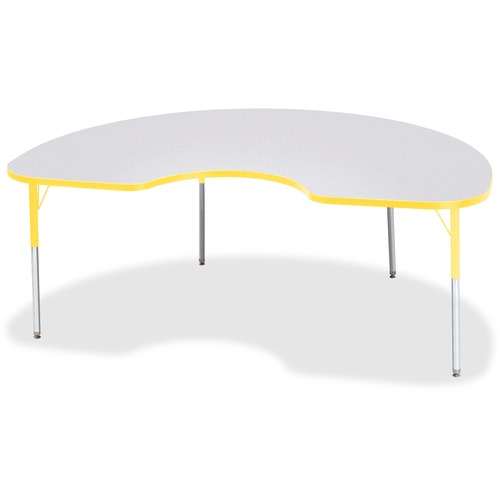 Jonti-Craft Berries Adult Height Prism Color Edge Kidney Table - Laminated Kidney-shaped, Yellow Top - Four Leg Base - 4 Legs - Adjustable Height - 24" to 31" Adjustment - 72" Table Top Length x 48" Table Top Width x 1.13" Table Top Thickness - 31" Height