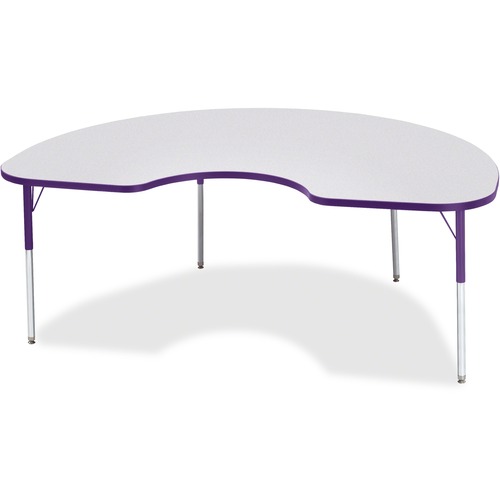 Jonti-Craft Berries Adult Height Prism Color Edge Kidney Table - Gray Kidney-shaped, Laminated Top - Four Leg Base - 4 Legs - Adjustable Height - 24" to 31" Adjustment - 72" Table Top Length x 48" Table Top Width x 1.13" Table Top Thickness - 31" Height -