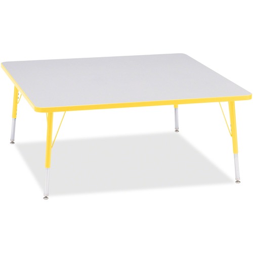 Jonti-Craft Berries Elementary Height Color Edge Square Table - Laminated Square, Yellow Top - Four Leg Base - 4 Legs - Adjustable Height - 15" to 24" Adjustment - 48" Table Top Length x 48" Table Top Width x 1.13" Table Top Thickness - 24" Height - Assem