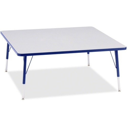 Jonti-Craft Berries Elementary Height Color Edge Square Table - Gray Square, Laminated Top - Four Leg Base - 4 Legs - 15" to 24" Adjustment - 48" Table Top Length x 48" Table Top Width x 1.13" Table Top Thickness - 24" Height - Assembly Required - Powder 