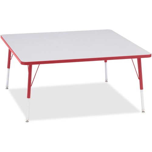 Jonti-Craft Berries Adult Height Prism Color Edge Square Table - Laminated Square, Red Top - Four Leg Base - 4 Legs - Adjustable Height - 24" to 31" Adjustment - 48" Table Top Length x 48" Table Top Width x 1.13" Table Top Thickness - 31" Height - Assembl