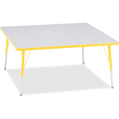Jonti-Craft Berries Adult Height Prism Color Edge Square Table - Laminated Square, Yellow Top - Four Leg Base - 4 Legs - Adjustable Height - 24" to 31" Adjustment - 48" Table Top Length x 48" Table Top Width x 1.13" Table Top Thickness - 31" Height - Asse