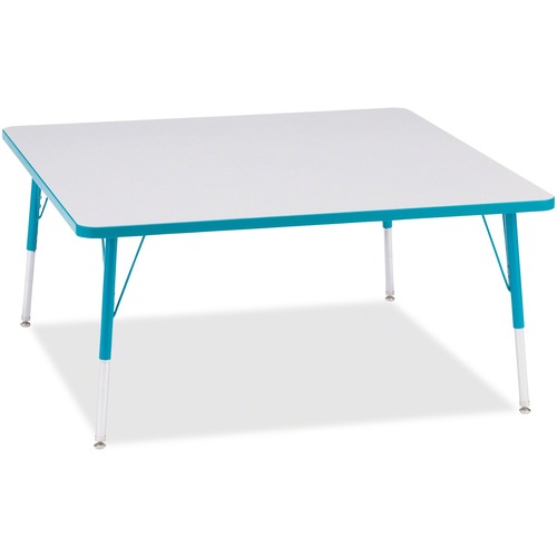 Jonti-Craft Berries Adult Height Prism Color Edge Square Table - Laminated Square, Teal Top - Four Leg Base - 4 Legs - Adjustable Height - 24" to 31" Adjustment - 48" Table Top Length x 48" Table Top Width x 1.13" Table Top Thickness - 31" Height - Assemb