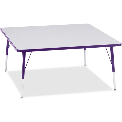 Jonti-Craft Berries Adult Height Prism Color Edge Square Table - Gray Square, Laminated Top - Four Leg Base - 4 Legs - Adjustable Height - 24" to 31" Adjustment - 48" Table Top Length x 48" Table Top Width x 1.13" Table Top Thickness - 31" Height - Assemb