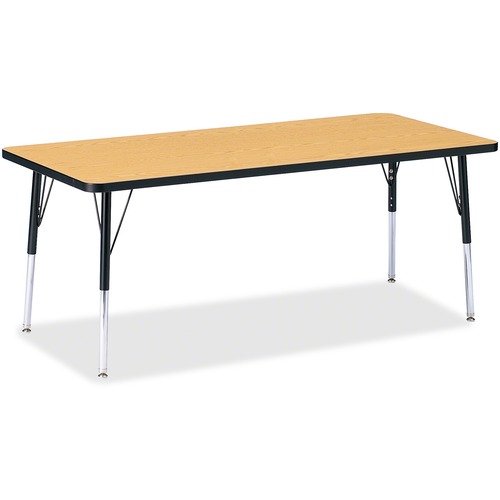 Jonti-Craft Berries Elementary Height Color Top Rectangle Table - Black Oak Rectangle, Laminated Top - Four Leg Base - 4 Legs - Adjustable Height - 15" to 24" Adjustment - 72" Table Top Length x 30" Table Top Width x 1.13" Table Top Thickness - Assembly R