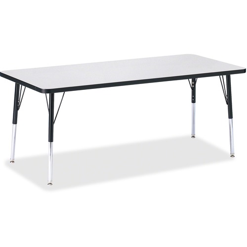 Jonti-Craft Berries Elementary Height Color Edge Rectangle Table - Black Rectangle, Laminated Top - Four Leg Base - 4 Legs - Adjustable Height - 15" to 24" Adjustment - 72" Table Top Length x 30" Table Top Width x 1.13" Table Top Thickness - 24" Height - 