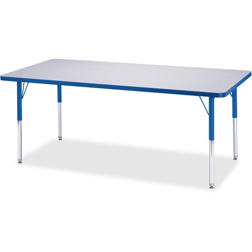 Jonti-Craft Berries Elementary Height Color Edge Rectangle Table - Blue Rectangle Top - Four Leg Base - 4 Legs - Adjustable Height - 15" to 24" Adjustment - 72" Table Top Length x 30" Table Top Width x 1.13" Table Top Thickness - 24" Height - Assembly Req