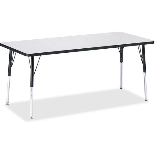 Jonti-Craft Berries Adult Height Color Edge Rectangle Table - Black Rectangle, Laminated Top - Four Leg Base - 4 Legs - Adjustable Height - 24" to 31" Adjustment - 72" Table Top Length x 30" Table Top Width x 1.13" Table Top Thickness - 31" Height - Assem