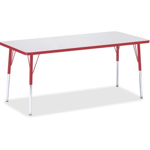 Jonti-Craft Berries Adult Height Color Edge Rectangle Table - Laminated Rectangle, Red Top - Four Leg Base - 4 Legs - Adjustable Height - 24" to 31" Adjustment - 72" Table Top Length x 30" Table Top Width x 1.13" Table Top Thickness - 31" Height - Assembl