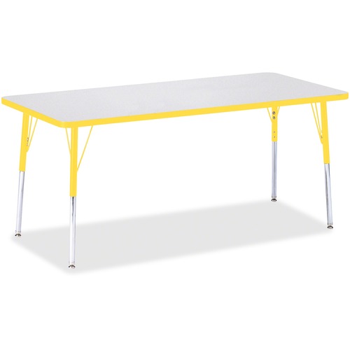 Jonti-Craft Berries Adult Height Color Edge Rectangle Table - Laminated Rectangle, Yellow Top - Four Leg Base - 4 Legs - Adjustable Height - 24" to 31" Adjustment - 72" Table Top Length x 30" Table Top Width x 1.13" Table Top Thickness - 31" Height - Asse