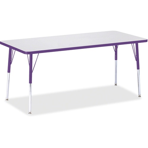 Jonti-Craft Berries Adult Height Color Edge Rectangle Table - Laminated Rectangle, Purple Top - Four Leg Base - 4 Legs - Adjustable Height - 24" to 31" Adjustment - 72" Table Top Length x 30" Table Top Width x 1.13" Table Top Thickness - 31" Height - Asse