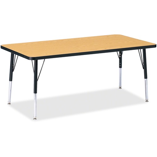 Jonti-Craft Berries Elementary Height Color Top Rectangle Table - Black Oak Rectangle, Laminated Top - Four Leg Base - 4 Legs - Adjustable Height - 15" to 24" Adjustment - 60" Table Top Length x 30" Table Top Width x 1.13" Table Top Thickness - 24" Height