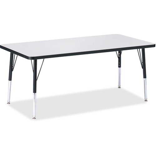 Jonti-Craft Berries Elementary Height Color Edge Rectangle Table - Black Rectangle, Laminated Top - Four Leg Base - 4 Legs - Adjustable Height - 15" to 24" Adjustment - 60" Table Top Length x 30" Table Top Width x 1.13" Table Top Thickness - 24" Height - 