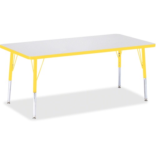 Jonti-Craft Berries Elementary Height Color Edge Rectangle Table - Laminated Rectangle, Yellow Top - Four Leg Base - 4 Legs - Adjustable Height - 15" to 24" Adjustment - 60" Table Top Length x 30" Table Top Width x 1.13" Table Top Thickness - 24" Height -