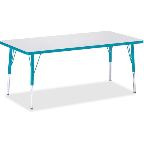 Jonti-Craft Berries Elementary Height Color Edge Rectangle Table - Laminated Rectangle, Teal Top - Four Leg Base - 4 Legs - 60" Table Top Length x 30" Table Top Width x 1.13" Table Top Thickness - 24" Height - Assembly Required - Powder Coated
