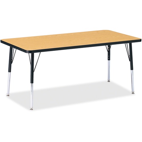 Jonti-Craft Berries Adult Height Color Top Rectangle Table - Laminated Rectangle, Oak Top - Four Leg Base - 4 Legs - Adjustable Height - 24" to 31" Adjustment - 30" Table Top Length x 60" Table Top Width x 1.13" Table Top Thickness - 15" Height - Assembly
