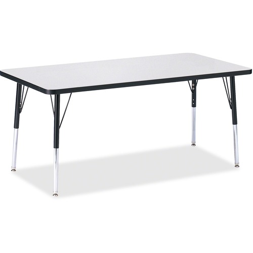 Jonti-Craft Berries Adult Height Color Edge Rectangle Table - Black Rectangle, Laminated Top - Four Leg Base - 4 Legs - Adjustable Height - 24" to 31" Adjustment - 60" Table Top Length x 30" Table Top Width x 1.13" Table Top Thickness - 31" Height - Assem