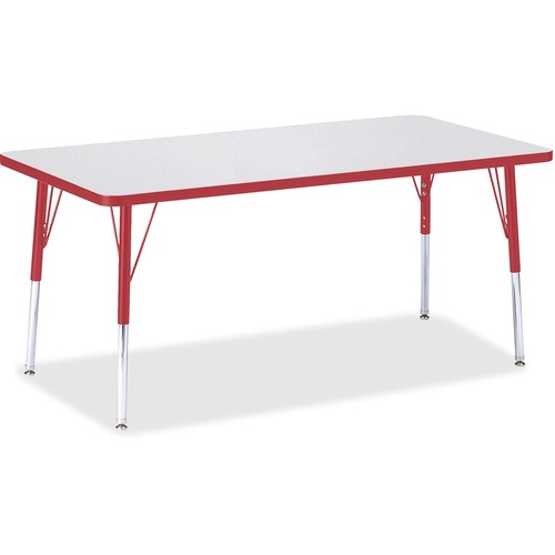 Jonti-Craft Berries Adult Height Color Edge Rectangle Table - Laminated Rectangle, Red Top - Four Leg Base - 4 Legs - Adjustable Height - 24" to 31" Adjustment - 60" Table Top Length x 30" Table Top Width x 1.13" Table Top Thickness - 31" Height - Assembl