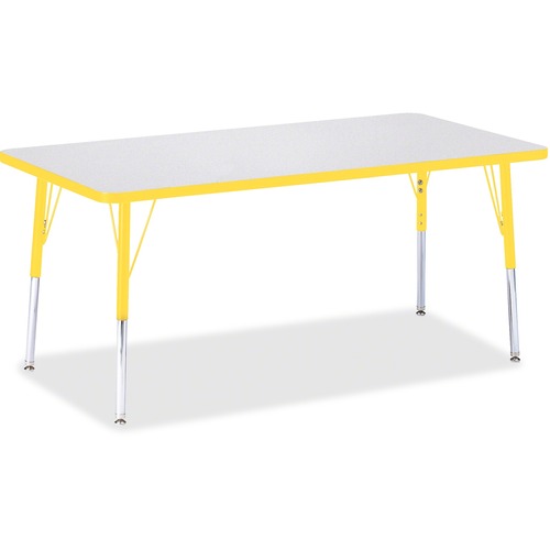 Jonti-Craft Berries Adult Height Color Edge Rectangle Table - Laminated Rectangle, Yellow Top - Four Leg Base - 4 Legs - Adjustable Height - 24" to 31" Adjustment - 60" Table Top Length x 30" Table Top Width x 1.13" Table Top Thickness - 31" Height - Asse