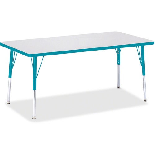 Jonti-Craft Berries Adult Height Color Edge Rectangle Table - Laminated Rectangle, Teal Top - Four Leg Base - 4 Legs - Adjustable Height - 24" to 31" Adjustment - 60" Table Top Length x 30" Table Top Width x 1.13" Table Top Thickness - 31" Height - Assemb