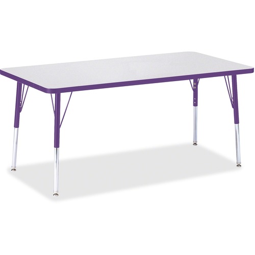 Jonti-Craft Berries Adult Height Color Edge Rectangle Table - Laminated Rectangle, Purple Top - Four Leg Base - 4 Legs - Adjustable Height - 24" to 31" Adjustment - 60" Table Top Length x 30" Table Top Width x 1.13" Table Top Thickness - 31" Height - Asse