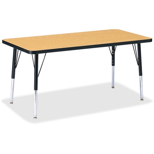Jonti-Craft Berries Elementary Oak Laminate Rectangle Table - Black Oak Rectangle, Laminated Top - Four Leg Base - 4 Legs - Adjustable Height - 15" to 24" Adjustment - 48" Table Top Length x 24" Table Top Width x 1.13" Table Top Thickness - 24" Height - A