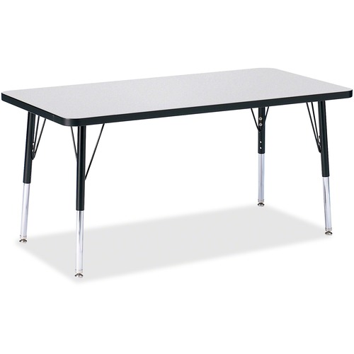 Jonti-Craft Berries Elementary Height Color Edge Rectangle Table - Gray Rectangle, Laminated Top - Four Leg Base - 4 Legs - 48" Table Top Length x 24" Table Top Width x 1.13" Table Top Thickness - 24" Height - Assembly Required - Powder Coated
