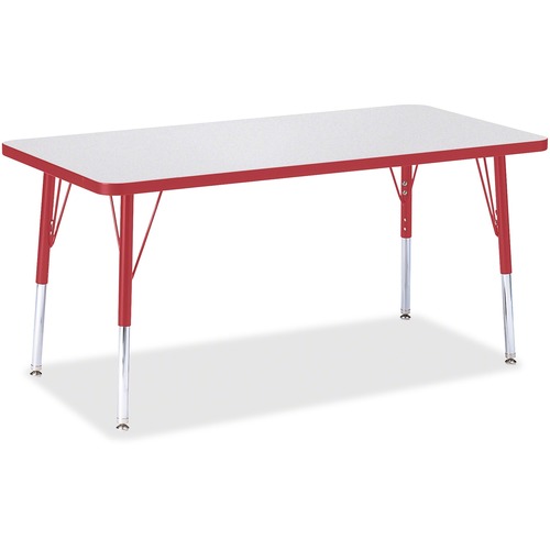 Jonti-Craft Berries Elementary Height Color Edge Rectangle Table - Gray Rectangle Top - Four Leg Base - 4 Legs - 48" Table Top Length x 24" Table Top Width x 1.13" Table Top Thickness - 24" Height - Assembly Required - Freckled Gray Laminate, Thermofused 