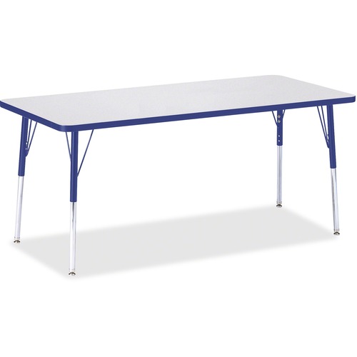 Jonti-Craft Berries Adult Height Color Edge Rectangle Table - Blue Rectangle, Laminated Top - Four Leg Base - 4 Legs - Adjustable Height - 24" to 31" Adjustment - 72" Table Top Length x 30" Table Top Width x 1.13" Table Top Thickness - 31" Height - Assemb