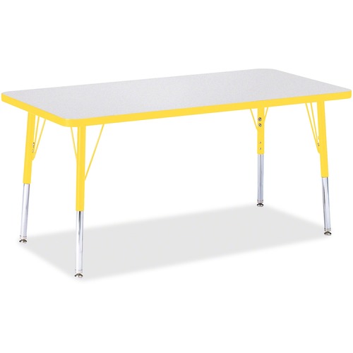 Jonti-Craft Berries Elementary Height Color Edge Rectangle Table - For - Table TopGray Rectangle Top - Four Leg Base - 4 Legs - Adjustable Height - 15" to 24" Adjustment - 48" Table Top Length x 24" Table Top Width x 1.13" Table Top Thickness - 24" Height