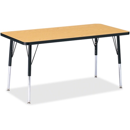 Jonti-Craft Berries Adult Height Color Top Rectangle Table - Black Oak Rectangle, Laminated Top - Four Leg Base - 4 Legs - Adjustable Height - 24" to 31" Adjustment - 48" Table Top Length x 24" Table Top Width x 1.13" Table Top Thickness - 31" Height - As