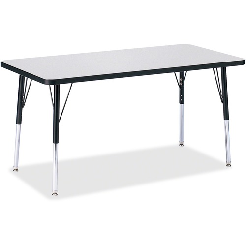 Jonti-Craft Berries Adult Height Color Edge Rectangle Table - Black Rectangle, Laminated Top - Four Leg Base - 4 Legs - Adjustable Height - 24" to 31" Adjustment - 48" Table Top Length x 24" Table Top Width x 1.13" Table Top Thickness - 31" Height - Assem