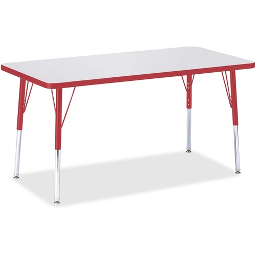 Jonti-Craft Berries Adult Height Color Edge Rectangle Table - Laminated Rectangle, Red Top - Four Leg Base - 4 Legs - Adjustable Height - 24" to 31" Adjustment - 48" Table Top Length x 24" Table Top Width x 1.13" Table Top Thickness - 31" Height - Assembl