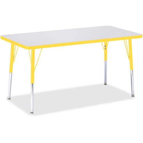 Jonti-Craft Berries Adult Height Color Edge Rectangle Table - For - Table TopLaminated Rectangle, Yellow Top - Four Leg Base - 4 Legs - Height Adjustable - 24" to 31" Adjustment - 48" Table Top Length x 24" Table Top Width x 1.13" Table Top Thickness - 31