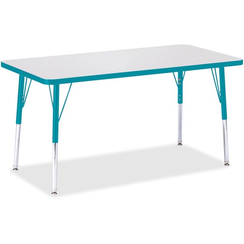 Jonti-Craft Berries Adult Height Color Edge Rectangle Table - Laminated Rectangle, Teal Top - Four Leg Base - 4 Legs - Adjustable Height - 24" to 31" Adjustment - 48" Table Top Length x 24" Table Top Width x 1.13" Table Top Thickness - 31" Height - Assemb