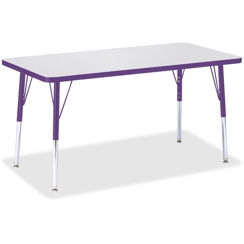 Jonti-Craft Berries Adult Height Color Edge Rectangle Table - Laminated Rectangle, Purple Top - Four Leg Base - 4 Legs - Adjustable Height - 24" to 31" Adjustment - 48" Table Top Length x 24" Table Top Width x 1.13" Table Top Thickness - 31" Height - Asse
