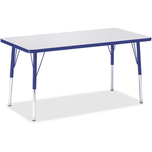 Jonti-Craft Berries Adult Height Color Edge Rectangle Table - Gray Rectangle, Laminated Top - Four Leg Base - 4 Legs - Adjustable Height - 24" to 31" Adjustment - 48" Table Top Length x 24" Table Top Width x 1.13" Table Top Thickness - 31" Height - Assemb