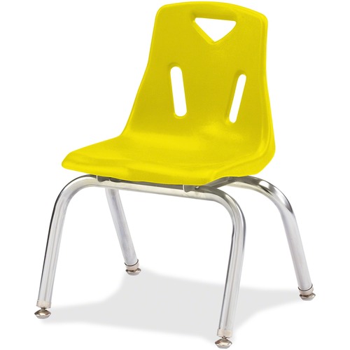 Jonti-Craft Berries Stacking Chair - Steel Frame - Four-legged Base - Yellow - Polypropylene - 1 Each
