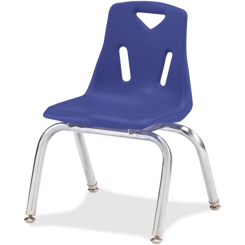 Jonti-Craft Berries Stacking Chair - Blue Polypropylene Seat - Blue Polypropylene Back - Steel Frame - Four-legged Base - 1 Each