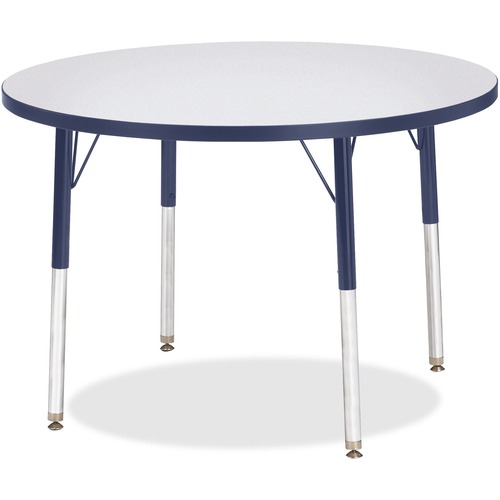 Jonti-Craft Berries Adult Height Color Edge Round Table - Laminated Round, Navy Top - Four Leg Base - 4 Legs - Adjustable Height - 24" to 31" Adjustment x 1.13" Table Top Thickness x 36" Table Top Diameter - 31" Height - Assembly Required - Powder Coated 