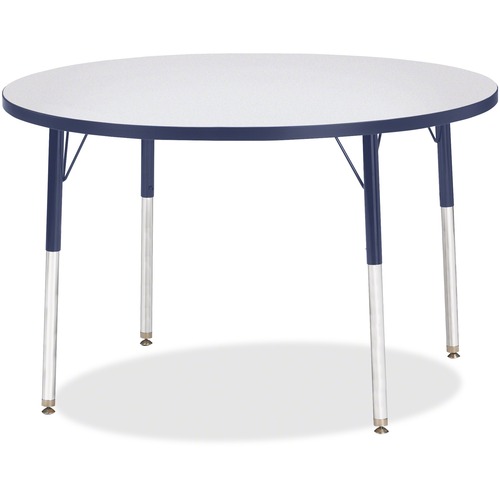 Jonti-Craft Berries Adult Height Color Edge Round Table - Laminated Round, Navy Top - Four Leg Base - 4 Legs - Adjustable Height - 24" to 31" Adjustment x 1.13" Table Top Thickness x 42" Table Top Diameter - 31" Height - Assembly Required - Powder Coated 