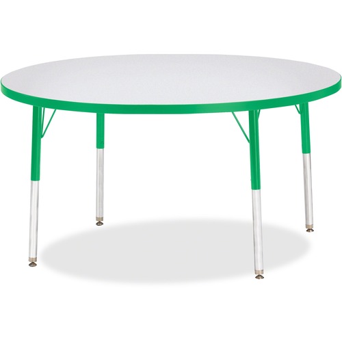 Jonti-Craft Berries Adult Height Color Edge Round Table - Green Round, Laminated Top - Four Leg Base - 4 Legs - Adjustable Height - 24" to 31" Adjustment x 1.13" Table Top Thickness x 48" Table Top Diameter - 31" Height - Assembly Required - Powder Coated