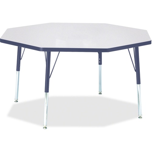 Jonti-Craft Berries Elementary Height Color Edge Octagon Table - Gray Octagonal, Laminated Top - Four Leg Base - 4 Legs - Adjustable Height - 15" to 24" Adjustment x 1.13" Table Top Thickness x 48" Table Top Diameter - 24" Height - Assembly Required - Pow