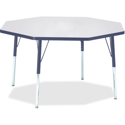 Jonti-Craft Berries Adult Height Color Edge Octagon Table - Laminated Octagonal, Navy Top - Four Leg Base - 4 Legs - Adjustable Height - 24" to 31" Adjustment x 1.13" Table Top Thickness x 48" Table Top Diameter - 31" Height - Assembly Required - Powder C