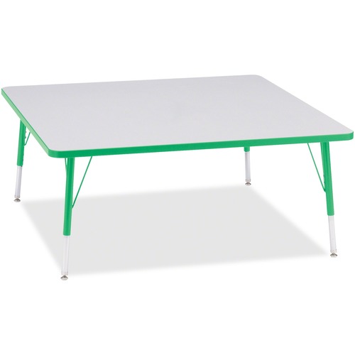 Jonti-Craft Berries Elementary Height Color Edge Square Table - Green Square, Laminated Top - Four Leg Base - 4 Legs - Adjustable Height - 15" to 24" Adjustment - 48" Table Top Length x 48" Table Top Width x 1.13" Table Top Thickness - 24" Height - Assemb