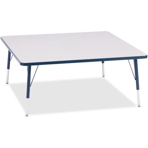 Jonti-Craft Berries Elementary Height Color Edge Square Table - Laminated Square, Navy Top - Four Leg Base - 4 Legs - Adjustable Height - 15" to 24" Adjustment - 48" Table Top Length x 48" Table Top Width x 1.13" Table Top Thickness - 24" Height - Assembl