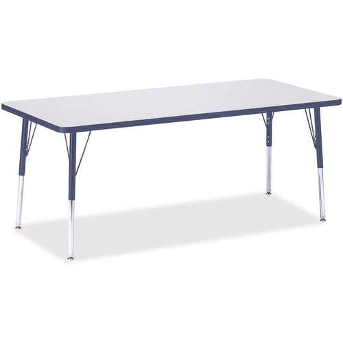 Jonti-Craft Berries Elementary Height Color Edge Rectangle Table - Gray Rectangle Top - Four Leg Base - 4 Legs - Adjustable Height - 15" to 24" Adjustment - 72" Table Top Length x 30" Table Top Width x 1.13" Table Top Thickness - 24" Height - Assembly Req